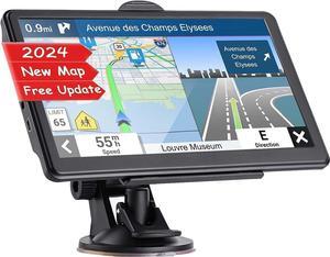 GPS Navigator for Car, Latest 2024 Map 7 inch Touch Screen Car GPS Navigator, Semi Trucker GPS Navigation System,Support Speed and Red Light Warning,Free Lifetime Updates Map