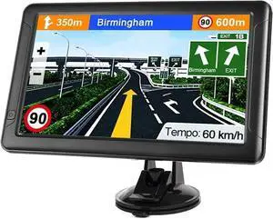 GPS Navigation for Car 9 Inch Slimline Touch Screen Real Voice Direction USA Edition 2024 (Free Lifetime Updates) Turn-by-Turn Voice and Lane Guidance, Speed and Red Light Warning (American Brand)