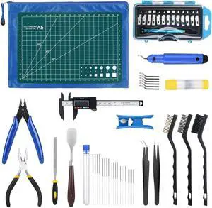 3D Printer Tools Kit, 3D Printing Accessory with 55Pcs Includes Deburring Tool, Caliper, Art Knife Set, Tube Cutter, Storage Bag Suitable for 3D Print Removing, Cleaning