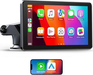 HD Wireless Carplay Screen for Car, Carplay Screen Compatible  Android Auto,Portable Car Stereo with GPS Navigation, Mirror Link, Voice Assistant, AUX/FM