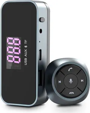 Solar Bluetooth FM Transmitter for Car, MEIDI V5.0 Bluetooth Car Adapter with Remote