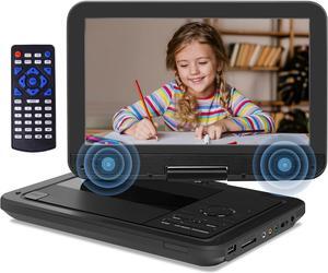 Portable DVD Player with 10.1'' HD Swivel Screen, DVD Player Portable with Rechargeable Battery, Support Sync TV/SD Card/USB/Multi Discs, Region-Free, Power Adapter, Car Charger, Remote