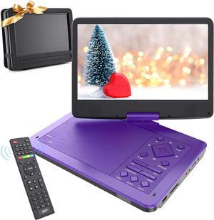 Portable DVD Player with10.1 HD IPS Screen for Kids, Car DVD Player with Headrest Mount, 360° RF Remote Control 2 Earphone Jacks 5h Battery Support CD/DVD/SD Card/USB, Region Free (Purple)