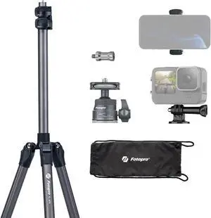 Photography Light Stand, Ultra Tall N-in-1 Light Stand with Ball Head Phone Mount Actioncam Adapter, Compact Travel Tripod, Camera Light Stand for DSLR Light Phone Reflector Softbox
