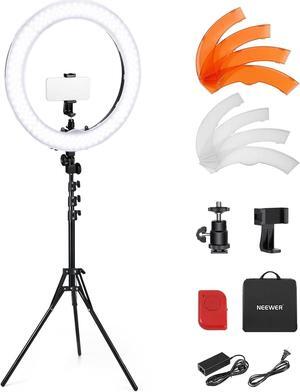 55W 18"/45cm Ring Light Kit [New Version], 5600K 0-100% Dimming LED Selfie Light with Light Stand and Phone Holder for Makeup Lash Tattoo Barber Vlog Studio Video Photography Lighting, RL-18