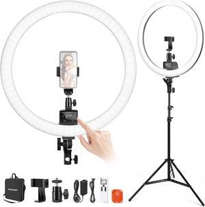 LED Ring Light with Tripod Stand Phone Holder for iPhone  Android Phones for Makeup YouTube Video Blogger Salon (Black)