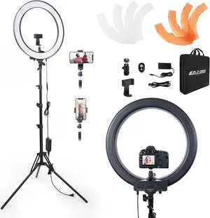 Ring Light Kit 18 "/ 45cm 55W 5500k dimmable LED Light, 70inch Foldable Stand, Phone Clip, Short Video, Studio Video Photography Lighting, Selfie and Live Streaming Available