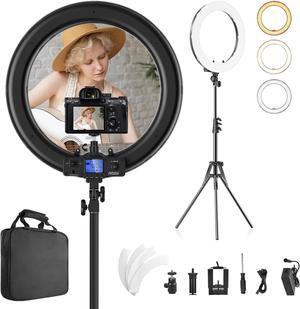 Ring Light,19inch LED Ring Light with Stand &LCD Display Adjustable Color Temperature 3000K-5800K, Makeup Light for YouTube Video Shooting, Portrait, Vlog, Selfie Upgraded Version