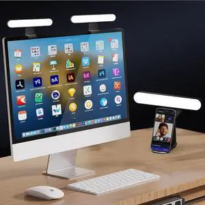 Video Conference Lighting, LED Streaming Light for Video Calls, Webcam Light with Adjustable Monitor Mount, Zoom Lighting for Computer, Laptop Ring Light for Video Recording, Double Kit