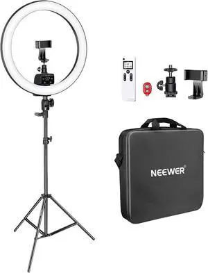 Neewer Advanced 16-inch LED Ring Light Support Manual Touch Control with LCD Screen, Remote and Multiple Lights Control, 3200-5600K, Stand Included for Makeup YouTube Video Blogger Salon (Black)
