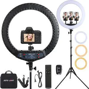 21 inch LED Ring Light with Tripod Stand, Video Ring Light for Selfie Photography Vlog Recording Conference Meeting Studio Portrait YouTube TikTok Makeup with Carrying Bag and Remote Control,CRI>97