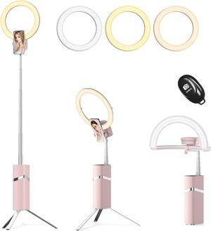 Portable Ring Light with Stand,Foldable Travel Ring Light with 4000mAh Battery Operated Cordless, 10" LED Ring Light for Selfie/Live Stream/Vlog/Makeup/YouTube