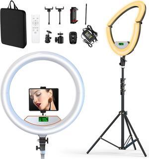 Ring Light with Stand, 5600K Foldable LED Large Selfie Ring Light Tripod for iPhone Ipad, 75" Tall Tripod Touch Screen, Wireless Remote for YouTube, TikTok Video Shooting
