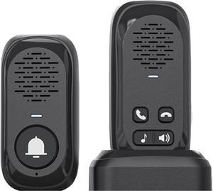 Wireless Intercom Doorbell,1000ft Range Two-Way Communication System for Home Use,Doorbell Intercom 4 Volume Levels,Rechargeable Battery,Waterproof,Doorbells for Home Classroom (Black)
