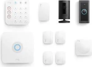 Ring Alarm 8-Piece Kit (2nd Gen) with Ring Video Doorbell Wired and Ring Stick Up Cam Battery, Black