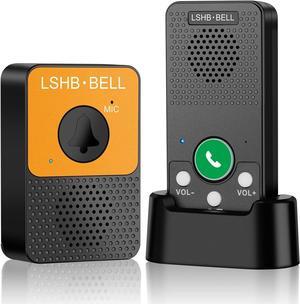 Wireless Doorbell, Voice Intercom Doorbells, Full Duplex, Hands-Free, Long Range, LED Indicator, 8 Volume Levels, 4 Door Chimes, Movable Portable Wireless Door Bell Kit for Home Office Outdoor, Black