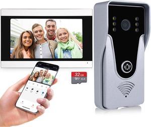 Wireless Video Doorbell Intercom with Monitor System, WiFi Video Intercom 1080P HD Metal Camera, 7 Inch Monitor with 32G Card Record, Tuya APP, 2-Way Audio, Unlock for Home Security System
