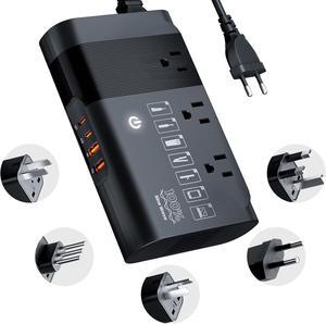 220v to 110v Voltage Converter for European Travel: Max 500W Pure Sine Wave Voltage Converter US to Europe - 220 to 110 International Power Adapter Plug Combo Step Down Transformer Black
