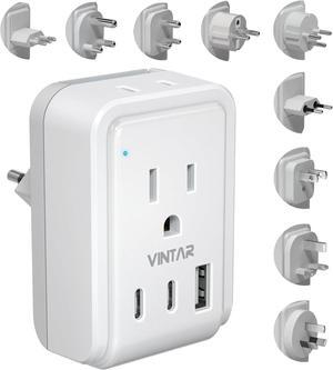 Universal Travel Adapter Kit, International Power Adapter with 3 USB Ports (2 USB C, 3.4A) and 2 AC, Type A,C,D,E/F,G,H,I,L,M Detachable Attachments, Adapter for India/Africa/EU/UK//AU/JP/US
