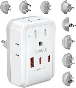 Universal Travel Adapter Kit, VINTAR PD 35W International Power Adapter with 4 AC 3 USB Ports(2 USB C), Type A,B,C,D,E/F,G,I,M Swap Adapt Attachments, Travel Adapter Worldwide for Europe/Africa/AUS Universal Travel Adapter Kit, VINTAR PD 35W International Power Adapter with 4 AC 3 USB Ports(2 USB C), Type A,B,C,D,E/F,G,I,M Swap Adapt Attachments, Travel Adapter Worldwide for Europe/Africa/AUS