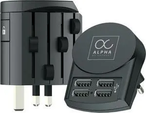 World Travel Adapter with 4 USB Ports. Suitable for Charging All Phones and Tablets While Travelling.