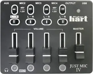 Just Mic 4 mini Microphone Mixer 4 channels/Portable Phantom power/Audio Interface