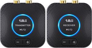 2.4GHz Wireless Audio Transmitter Receiver Set for TV, 260Ft/80M Long Range 25ms Low Latency with AUX RCA in/Out,Wireless Audio Adapter for TV PC Powered Speaker Amplifier Soundbar