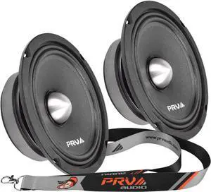 2X 6MR250B-4 Slim Midrange 6.5" Shallow Bullet Speakers 250 Watts 4 Ohm, Slim Mount Car Audio Bullet Loudspeaker Compact for Doors with 1 Exclusive Lanyard (2 Speakers)