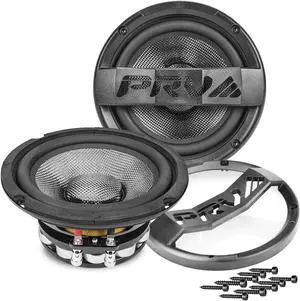 Fiber 6.5" Midrange Speaker 500 Watts 4 Ohm Neodymium 6MR500CF-NDY-4 Water Resistant Pro Audio Loudspeaker for Boat UTV 4-Wheeler Motorcycle (2 Speakers)