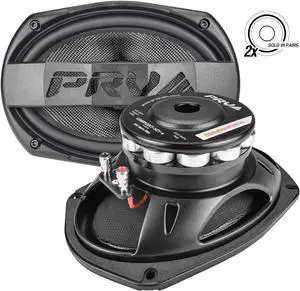 Fiber 6x9 Midrange Speaker 500 Watts 4 Ohm Neodymium 69MR500CF-NDY-4 Water Resistant Pro Audio Loudspeaker for Boat UTV 4-Wheeler Motorcycle (2 Speakers)