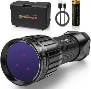 1408 365nm Black Light UV Flashlight with 3 LEDs Professional UV Light,Powerful Blacklight Flashlight for Pet Urine Finding & Mineral, Antique Detection, Scorpion Search, etc
