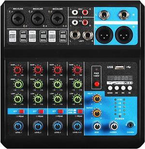 Professional Audio Mixer, Sound Board Console System, Interface 5 Channel Digital USB Bluetooth MP3 Computer Input 48V Phantom Power Stereo DJ Studio Streaming FX 16-Bit DSP Processor