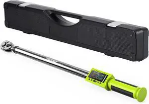 1/2-Inch Drive Digital Torque Wrench, 12.5-250.8 ft-lb/17-340Nm & ±2% Accuracy, Electronic Torque Wrench with Buzzer & LED, 500 Data Memory & 10 Presets for Bike Motorcycle Auto Repair