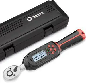 Digital Torque Wrench 3/8 Inch drive(5-99.5 ft-lbs./6.8-135Nm), ±2% Torque Accuracy, Electronic Torque Wrench with Preset Value, Buzzer and LED Notification for Automotive Motorcycle & Bicycle