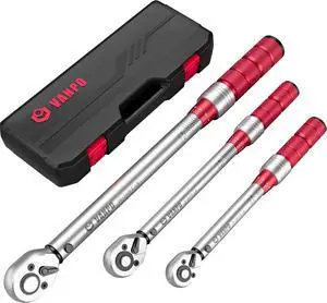 1/4 3/8 1/2-inch Drive Click Torque Wrench, 3Pcs Torque Wrench Set 20-240 in.lb, 5-45 ft.lb, 20-160 ft.lb, Dual-Direction Adjustable 72-Tooth Torque Wrench for Bike, Moto, Car Maintenance