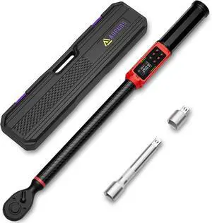 Digital Torque Wrench 1/2 Drive,12.5-250.9Ft.lb/17-340Nm, Carbon Fiber Tube, ±1% Accuracy, Heavy Duty Electronic Digital Torque Wrench with Buzzer & LED Indicator for Motorcycle & Auto Repair