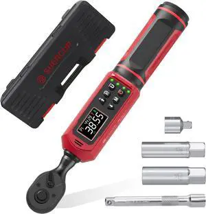 3/8-inch Digital Torque Wrench(0.66-44.29Ft.Lb/0.9-60N.m) ±1% Accuracy Digital Torque Wrench with Vibration, Buzzer,LED Notification and Five Units of Measure, for Bike, DIY and Home Repair