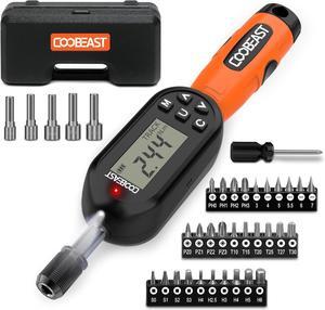 38pcs Torque Screwdriver 1.01-106.2 in-lbs/0.11-12 Nm, 1/4 inch Drive Electronic Digital Torque Wrench Set Vibration with Buzzer/LED Notification for Gunsmithing, Scope Mounting