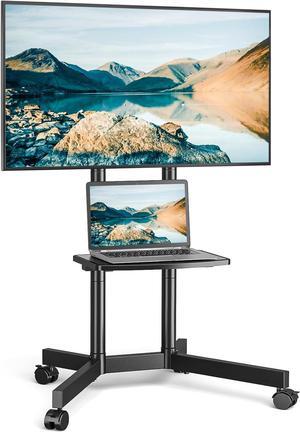 Mobile TV Stand for 32-75 inch TVs - Height Adjustable Rolling TV Stand, 88lbs Capacity, 2-inch Caster Wheels Portable TV Stand with Removable Storage Shelf