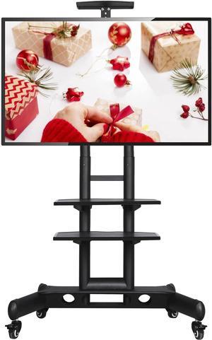 Heavy Duty Adjustable Height Mobile Rolling TV Stand TV Cart with Mount on Wheels for 32-75 inch LCD/LED Flat Screens