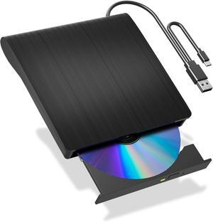 External Bluray Drive Burner,BD CD DVD Reader and Writter Optical Drive Player W/USB3.0 and Type C Port for PC and Laptop,Compatible with Windows XP/7/8/10/11, Mac OS