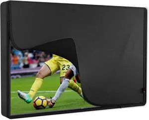 Outdoor TV Cover 80 to 85 inch Waterproof, Cover Size 75''W x 45''H, Weatherproof, with Zipper for Outside Flat Screen 80 to 85 inch TV, Black, 600D Thick Fabric Protector