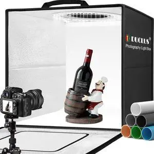 Light Box Photography 20" x 20", Large Portable Photo Studio Light Tent kit, Professional Dimmable Photo Booth with 216 LED Lights & 6 Backdrops for Jewelry and Food Items Product Photography