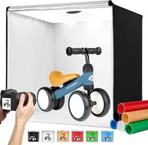 Photo Studio Light Box Photography 32"x32" with 210 LEDs and 6 Colors Backdrops for Product Photography, Foldable Picture Box with Adjustable Brightness 6000-6500K