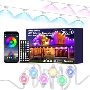 200FT Permanent Outdoor Lights, RGB LED Eaves Lights with APP/Remote Control, IP67 Waterproof LED Outdoor String Lights for Christmas, Halloween, Outdoor, Garden Decor