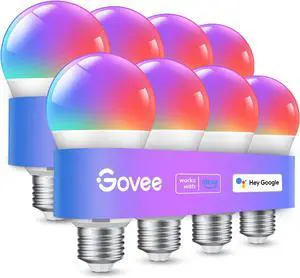 Smart Light Bulbs, WiFi Bluetooth Color Changing Light Bulbs, Music Sync, 54 Dynamic Scenes, 16 Million DIY Colors RGB Light Bulbs, Work with Alexa, Google Assistant, 800 Lumen, 8 Pack