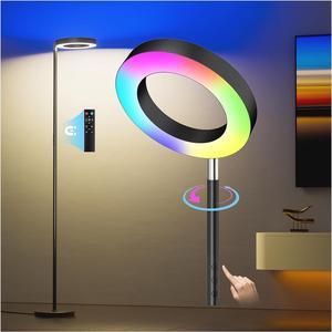 42W Bright RGB Floor Lamp, Dual-Sided LED Standing Lamp with Remote, Stepless Dimmable, Modern Color Changing Torchiere Tall Lamps for Living Room Bedroom Office Gaming Party