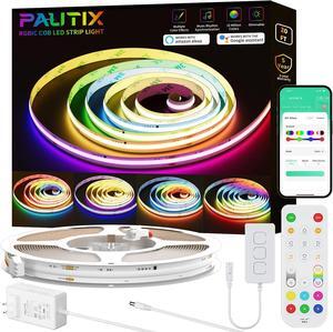RGB Smart IC COB LED Strip Lights,Work with Alexa/Google Assistant,20ft/6.1m Addressable UL-Listed 24V Chasing Color Flexible Tape Light Multicolor,for Cabinet,TV,Bedroom,Party DIY Decoration