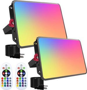 2 Pack 200W RGB Flood Light, RGB Color Changing Floodlight, Smart RGB Floodlight with Remote Control, for Club, Wedding, Poster, Stage Lighting, Birthday Party, KTV, Christmas, Halloween