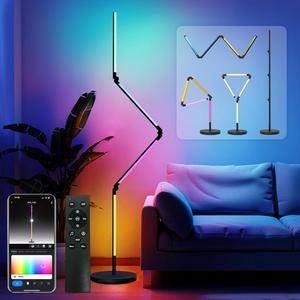 Corner Floor Lamp with Remote, Smart RGB Floor Lamp with Music Sync and 16 Million DIY Colors, Dimmable, Timer Setting, Modern LED Floor Lamps for Living Room, Bedrooms, and Gaming Rooms